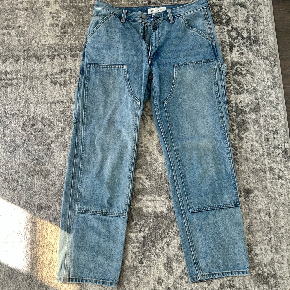 Denim Forum Light Blue High-Rise Carpenter Jeans - Picture 8 of 12